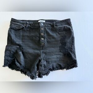 Arula Black Distressed Jean Shorts